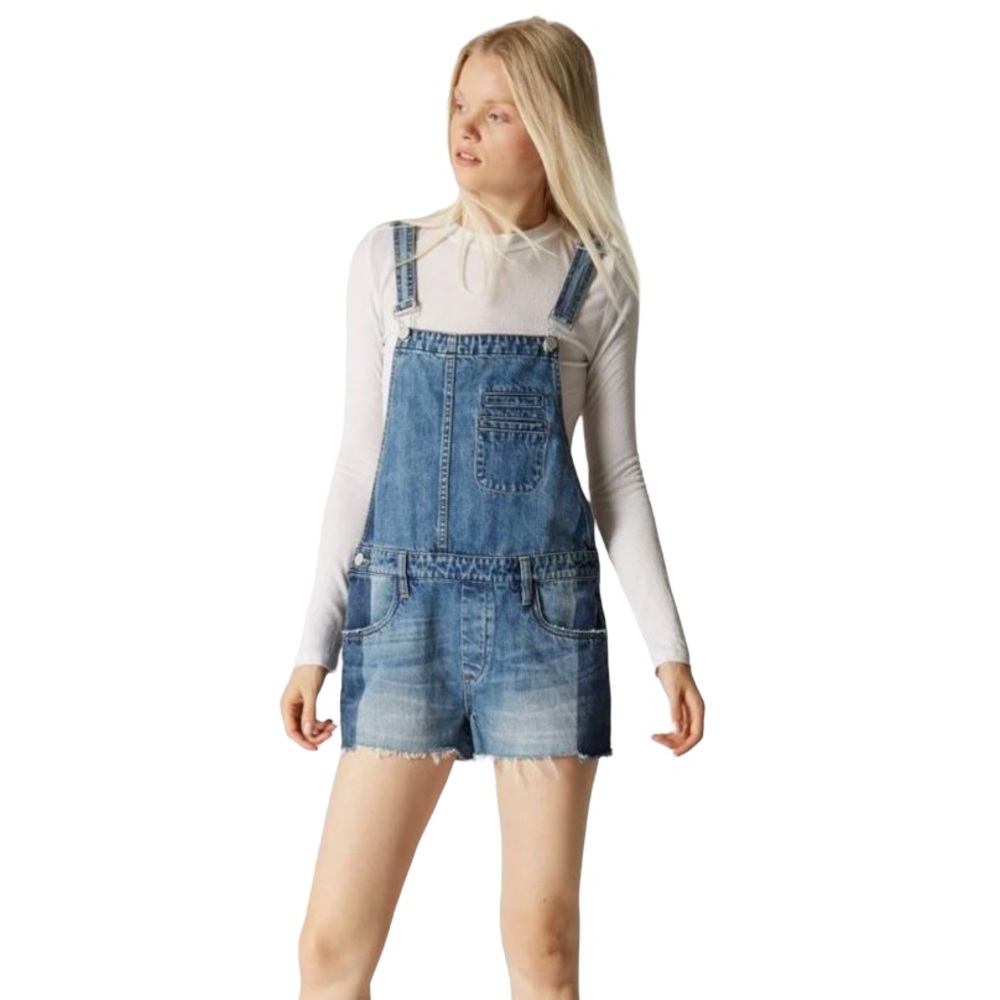 BLANK NYC Overalls Funny Bone Distressed Denim Shortalls 27 - Picture 6 of 11